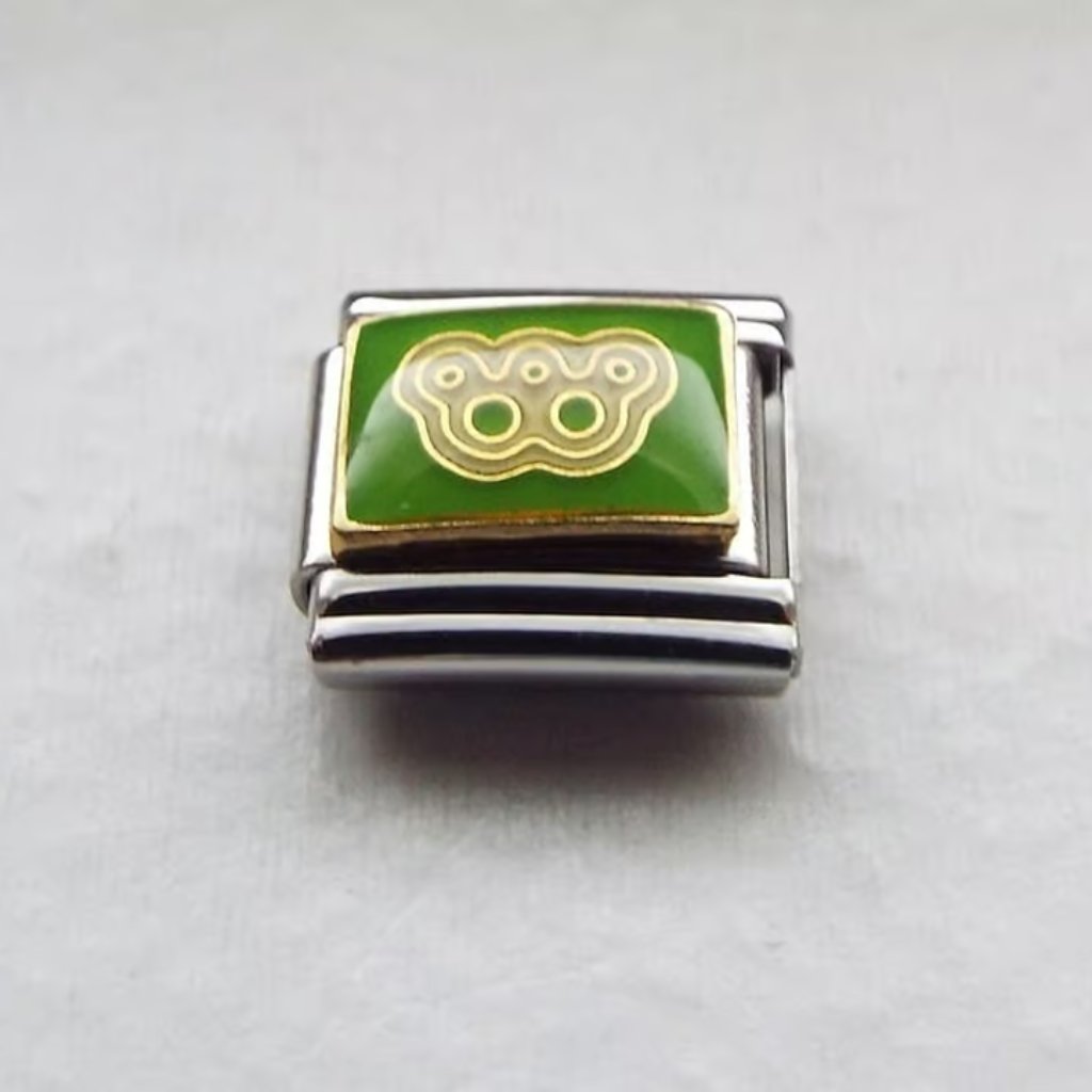 Alien Face On Green Enamel 9mm Stainless Steel Italian Charm Bracelet Link New